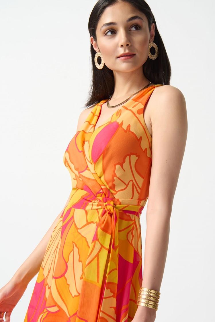 Tropical Print Chiffon Dress
