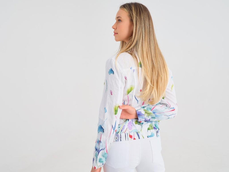 Misty Blossom Linen Jacket
