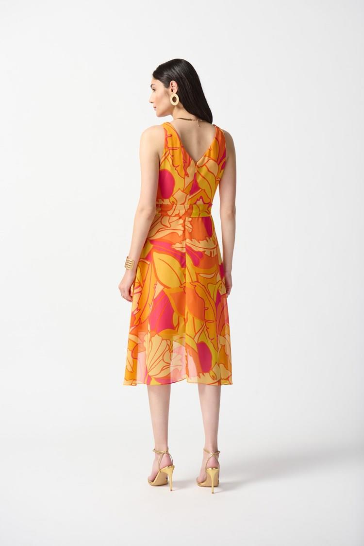 Tropical Print Chiffon Dress