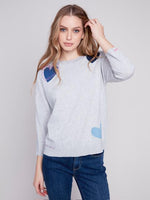3/4 Sleeve Heart Patch Sweater