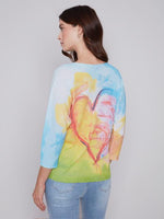 3/4 Sleeve Heart Print Sweater