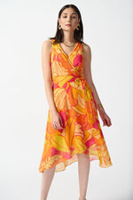 Tropical Print Chiffon Dress