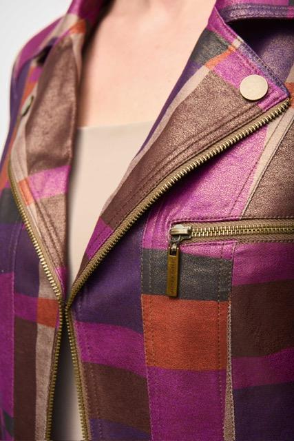 Foiled Print Faux Suede Jacket