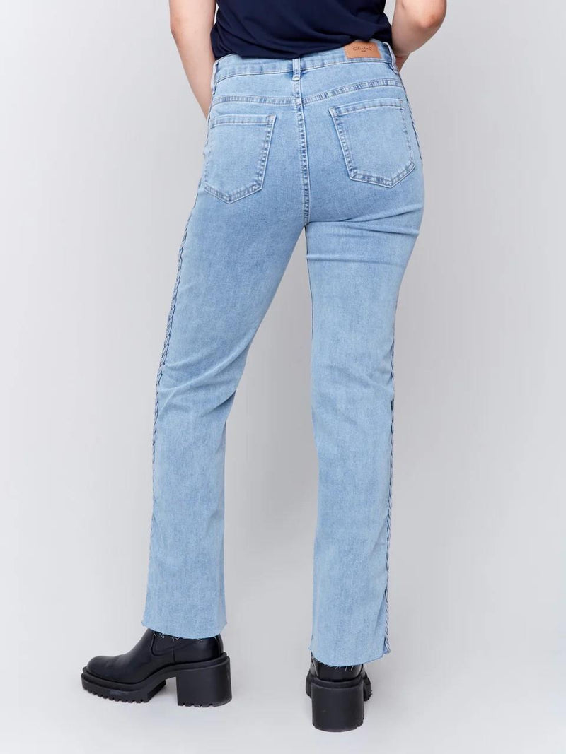 Braided Side Straight Leg Jeans