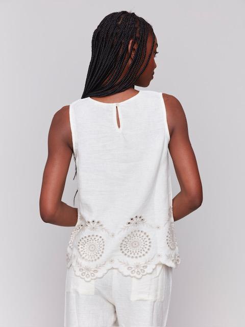 Embroidered Sleeveless Top
