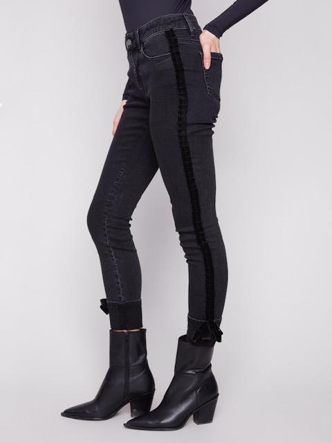 Velvet Trim Slim Jeans