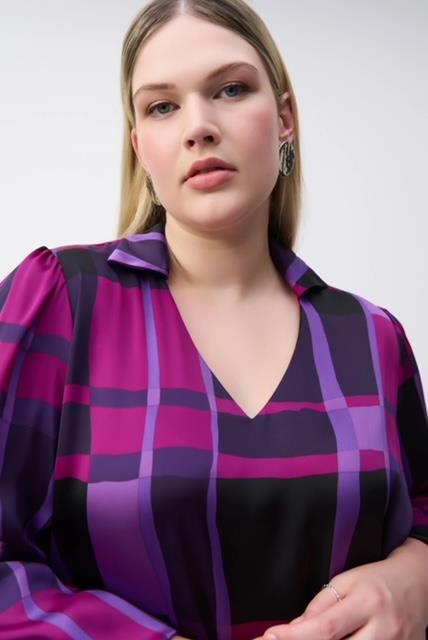 Satin Plaid Print Top