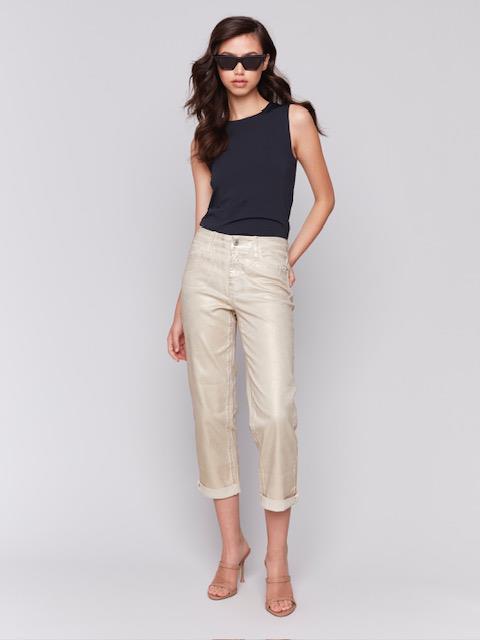 Foiled Cuff Straight Pants