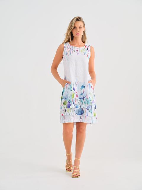 Misty Blossom Linen Dress