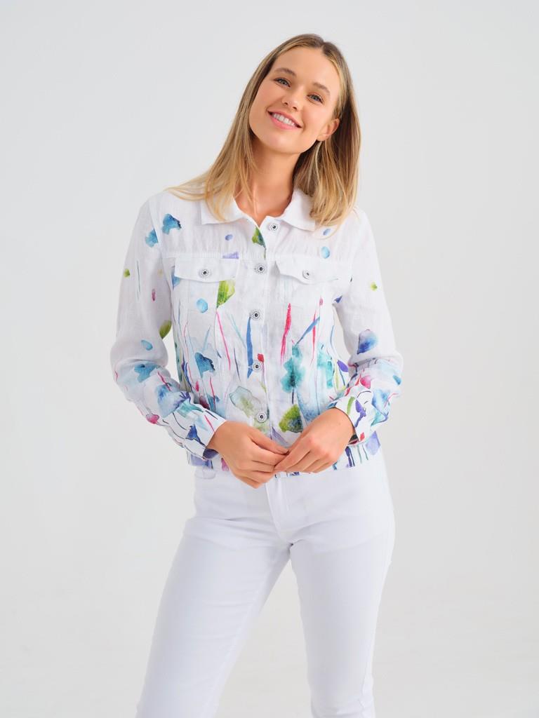 Misty Blossom Linen Jacket
