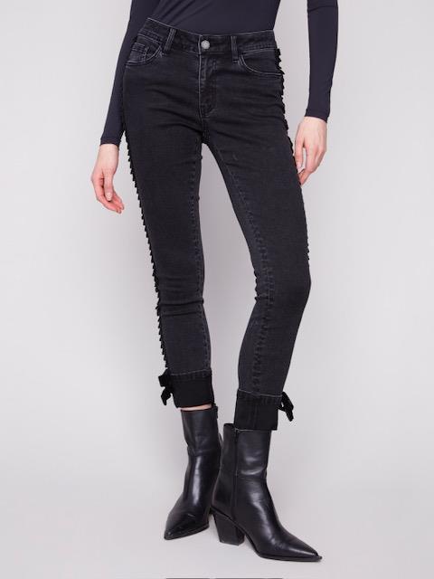 Velvet Trim Slim Jeans