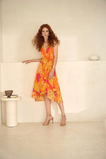 Tropical Print Chiffon Dress