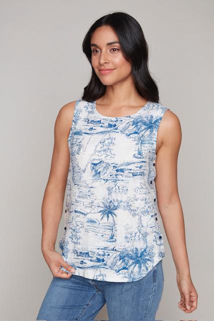 Side Buttons Linen Top