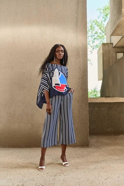 Stripe Print Culott Pants