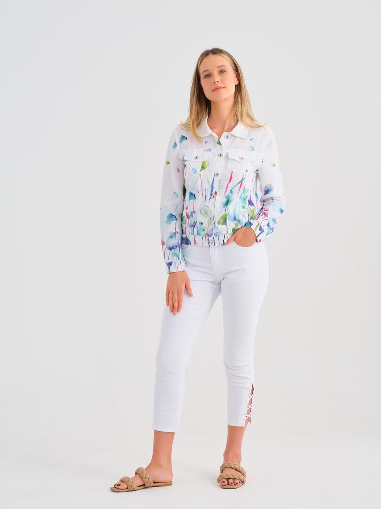 Misty Blossom Linen Jacket