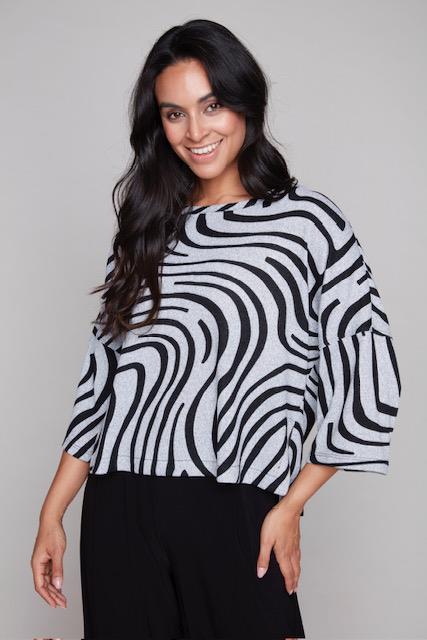 Crop 3/4 Sleeve Knit Top