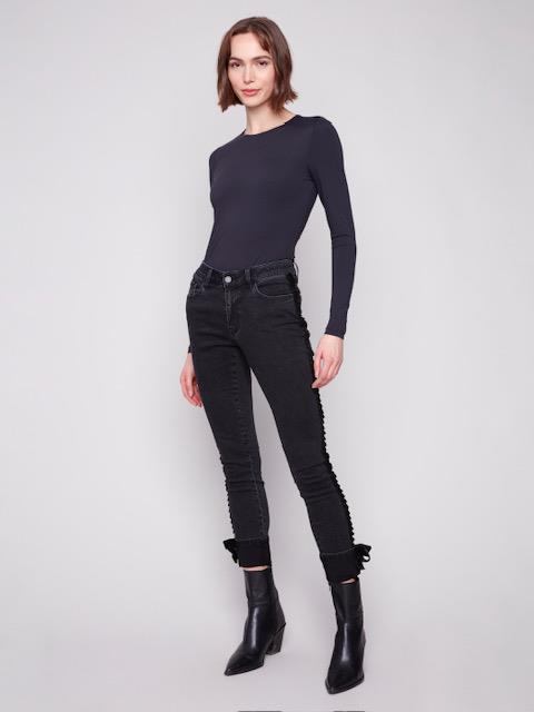 Velvet Trim Slim Jeans